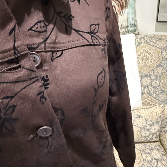 Brown Embellished Button Down Shirt with Notched Collar - Picture 2 of 6